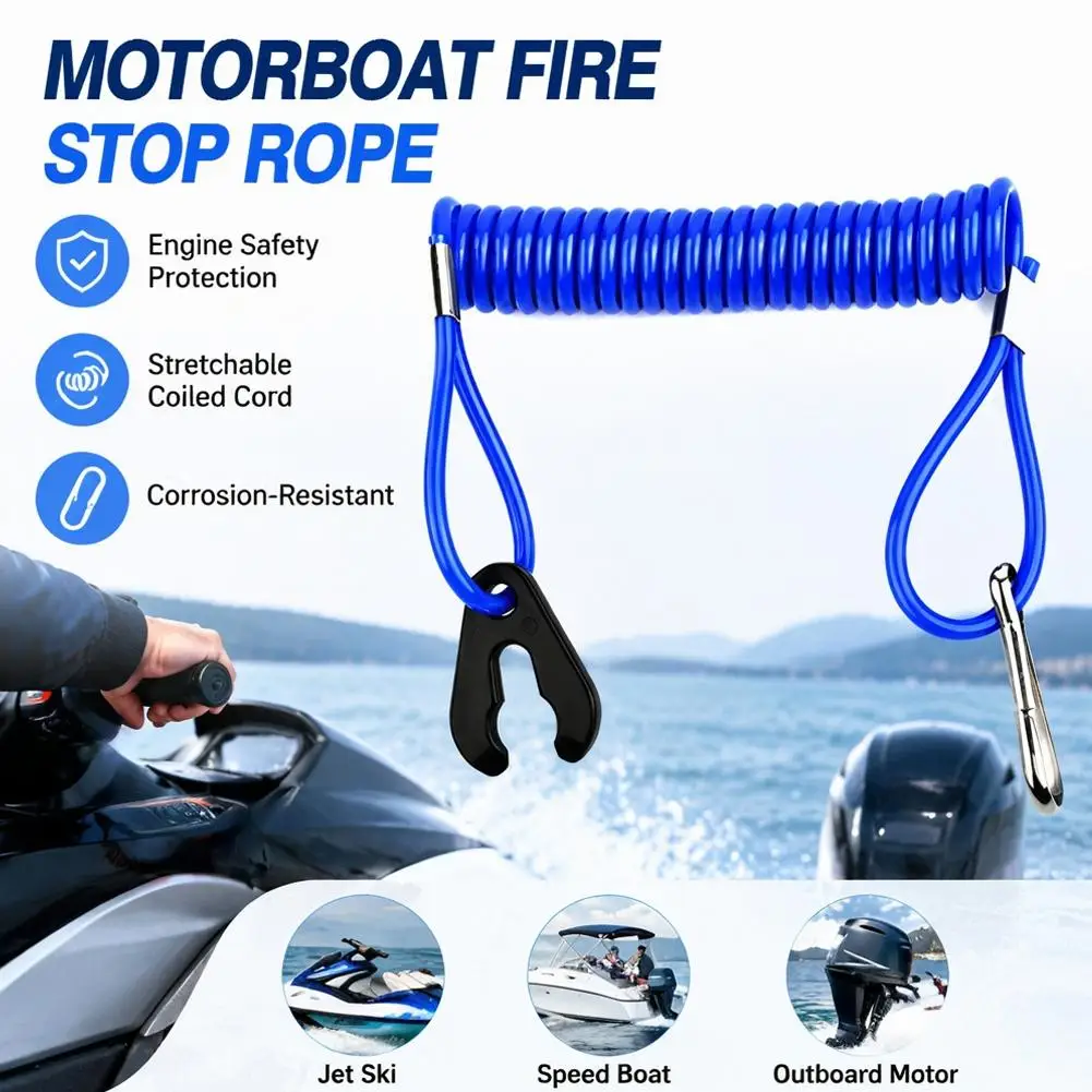 Motorboat Engine Eergencmy Stop Band Cord Rope Stop Kill Key Floating Safety Wrist Lanyard Motorboat stop rope tools