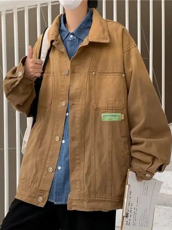 

adient Vintage Denim Jaet ex Spring American Retro Workwear Jaet Loose Trendy Brand Haome Casual Upper Apparel