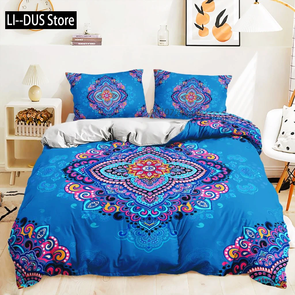 

Bohemian Bedding Set Boho Flowers Duvet Cover Exotic Nationality Pillowcases Queen King For Woman Couple Bedroom Decorations
