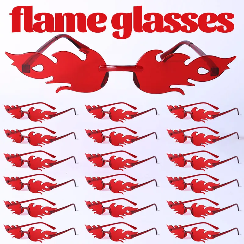 

flame glasses Rimless Personality Ball Party Sunglasses Party Sunglasses Fashion Design fire flame Sunglasses for Women Men