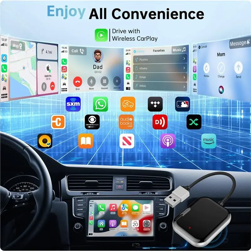 ABKN-محول Carplay اللاسلكي تلفزيون السيارة ميت سلكي إلى Carplay اللاسلكي اتصال فوري يناسب Carplay المدمج