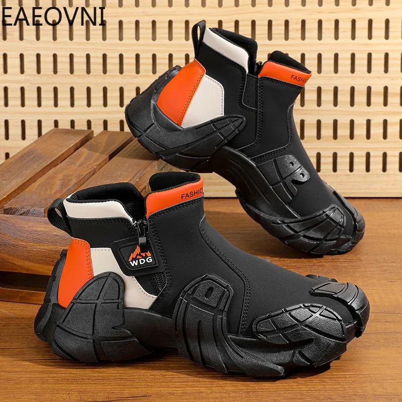 Climbing Boots Designed Men's Biker Boot Man Snow Shoes Fashion Personality High-elastic British Style EAEOVNI New Arrival Hot