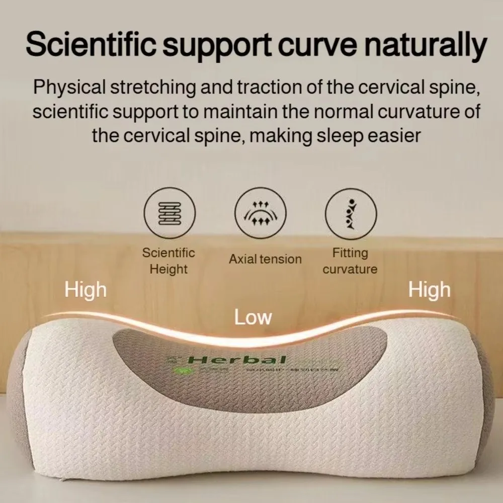 Cylindrical Buckwheat Pillows Breathable Anti-arch Cervical Vertebra Pillow Help Sleep Neck Pain Relief Traction Cervical Pillow