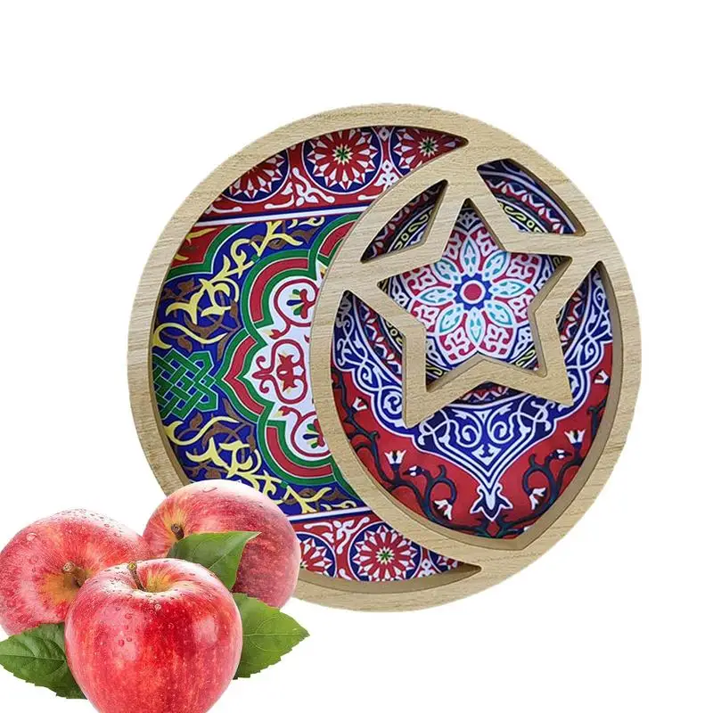 Food Serving Tray Wooden Moon Star Serving Plate Wooden Dessert Fruit Tray Food Storage Tableware For Fruit Candy