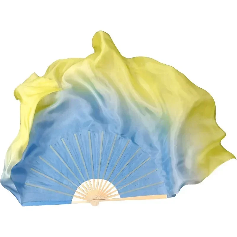 

Handmade Silk Veil 2 Layers Double Side Extra Long Flowy Dance Props Blue Yellow Gradient Jiaozhou Dancer Show Photography Pair