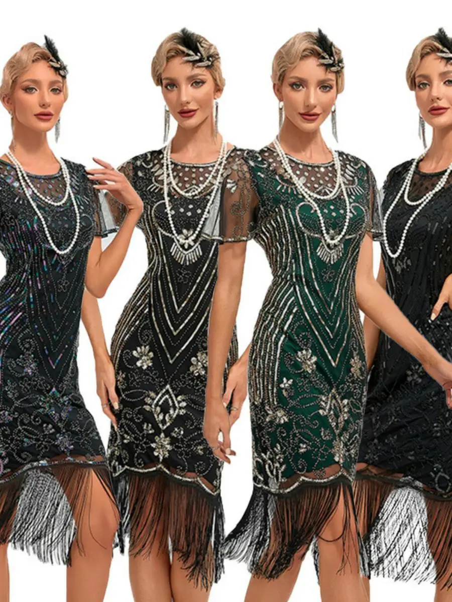 

Вечернее платье в стиле ретро Par Dr с блестками и кисточками ort Sve Gatsby Sle для торжеств и праздников Ele Women's Faion