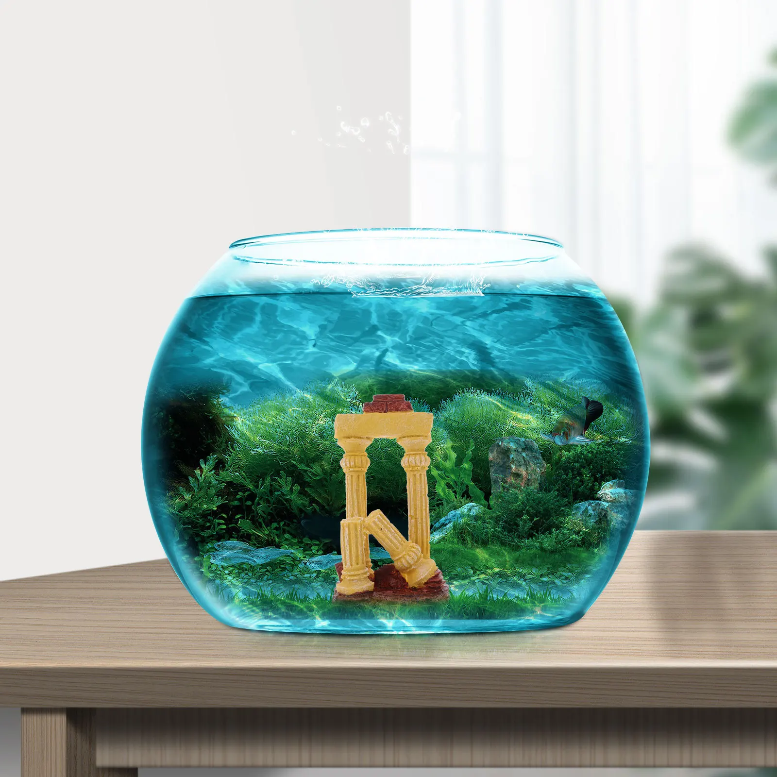 

Roman Column Fish Tank Decoration Resin Aquarium Ornament Roman Pillar Landscape Decor Goldfish Betta Tank Accessory