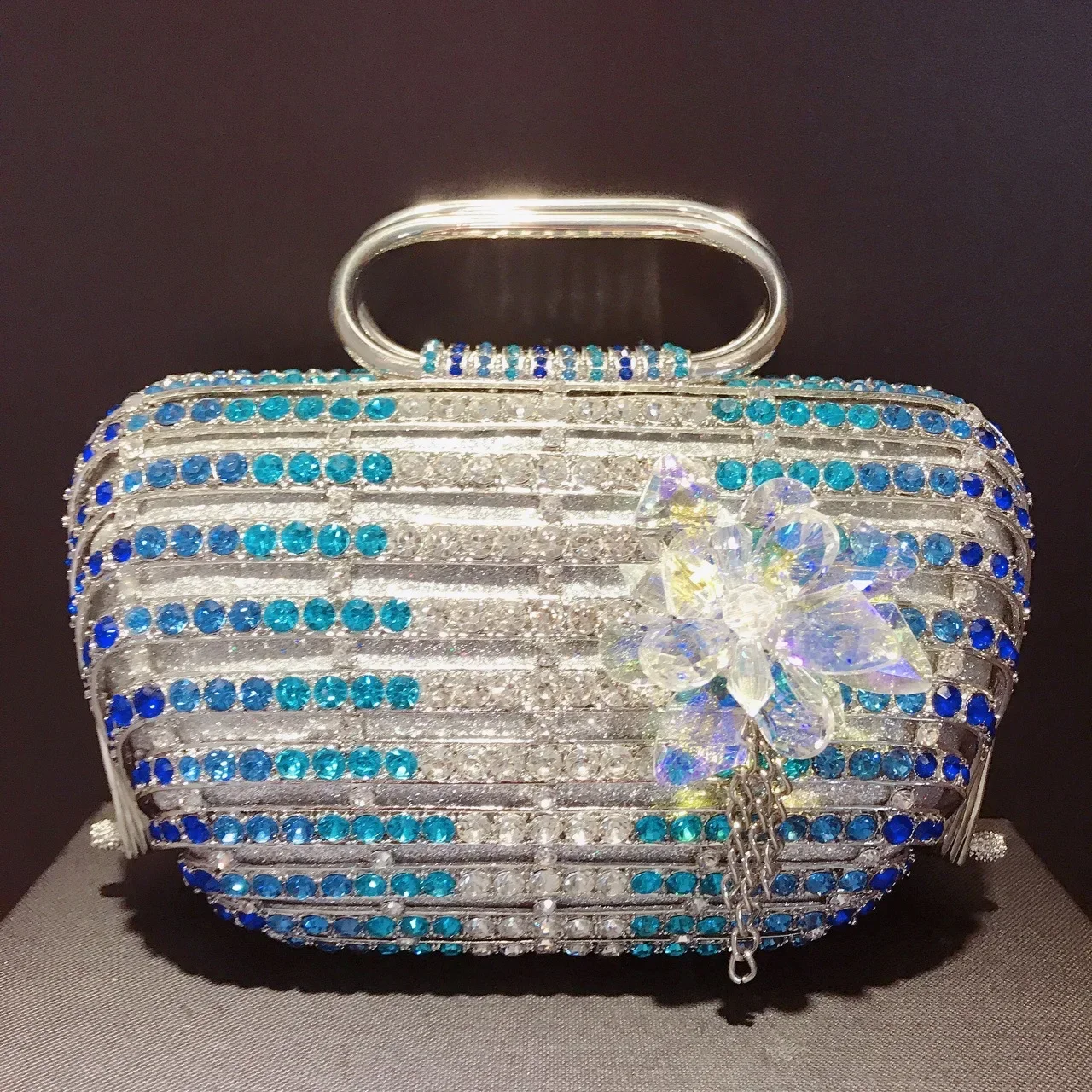 

Blue Silver Green Rhinestone Clutch Women's Dinner Elegant Evening Bag Party Bridal Wedding Crystal Wallets And Handbags