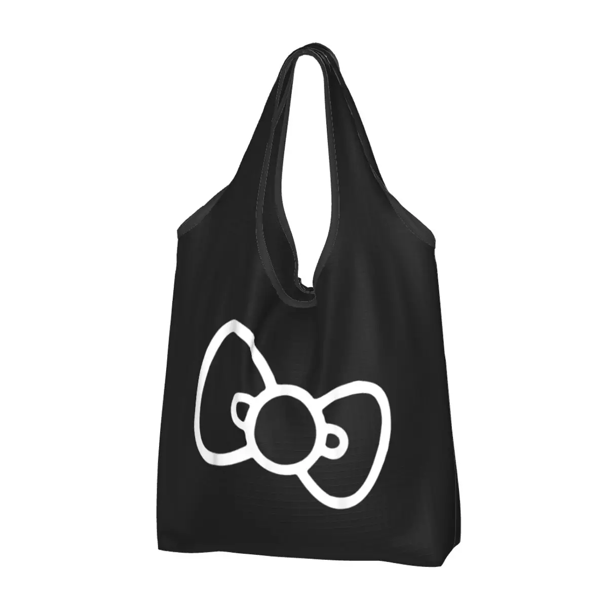 

Reusable Hello Kitty Retro Bow Shopping Bags for Groceries Foldable Grocery Bags Washable Large Tote Bags