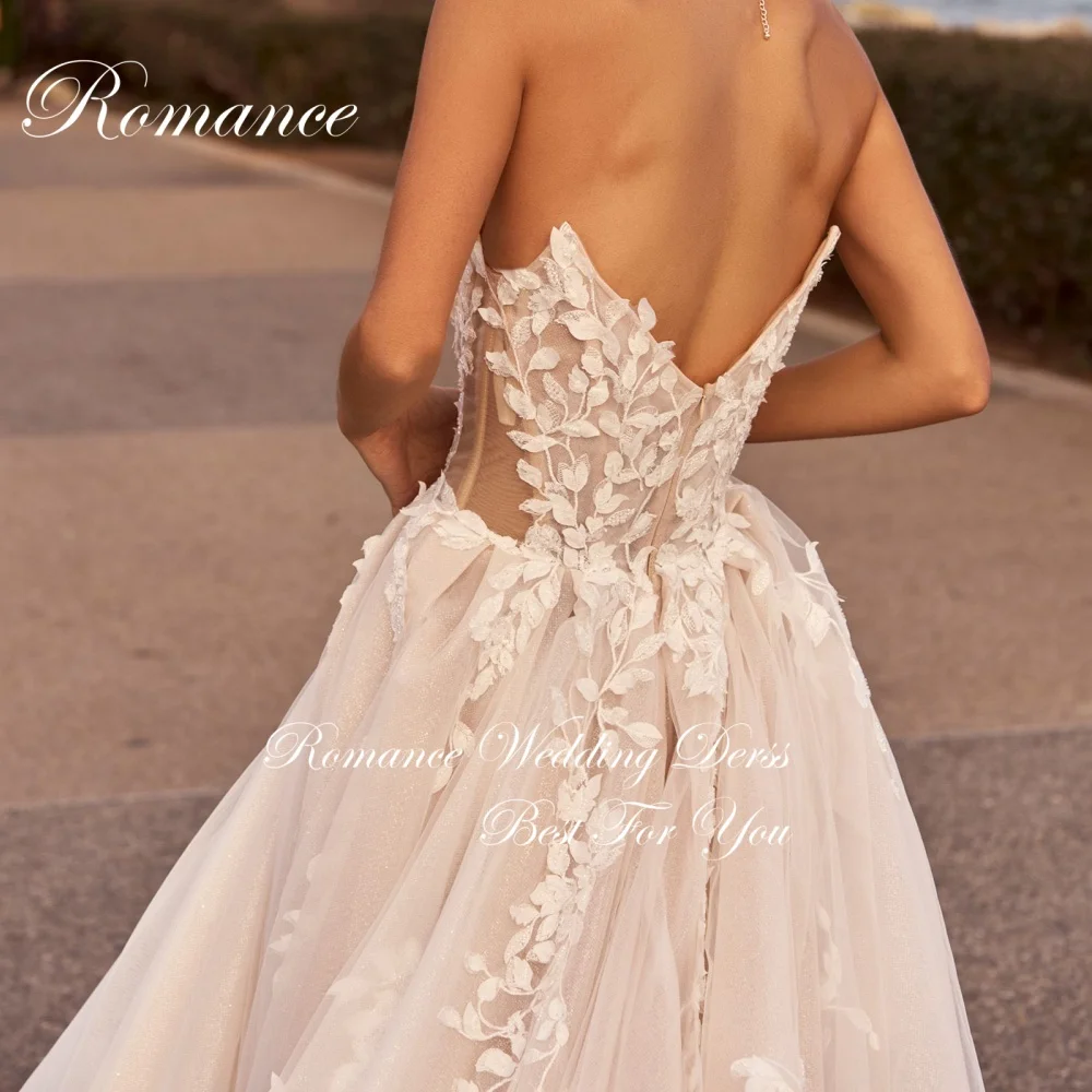 モダン A ライン ウェディングドレス 2025 アップリケ レース V ネック ハイサイド スリット ノースリーブ バックレス プリーツ Vestidos De Novia カスタマイズ