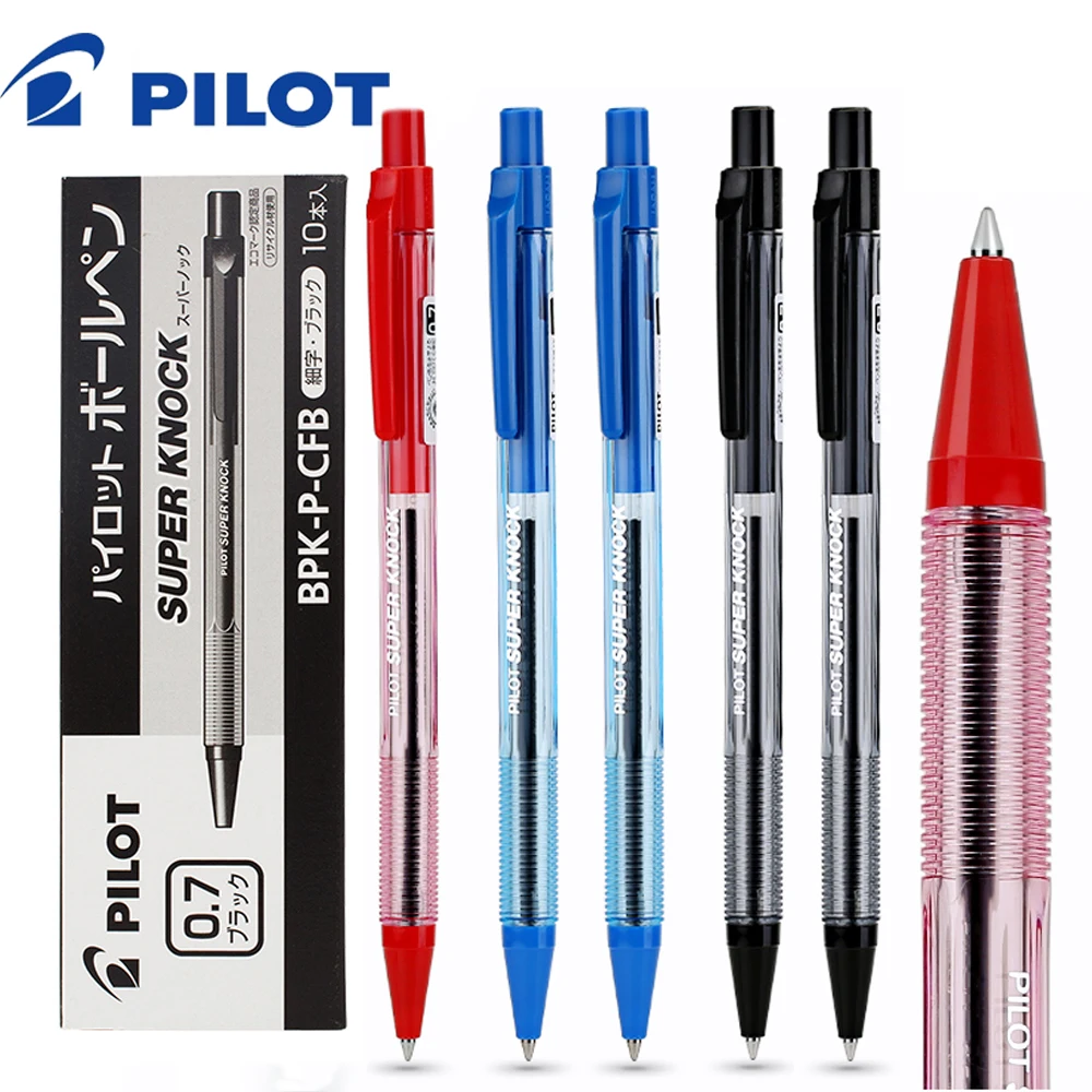 10pcs Japan PILOT Ballpoint Pen BPK-P Press Vintage Classic Smooth and Durable Ink 0.7mm School Office Supplies Stationery