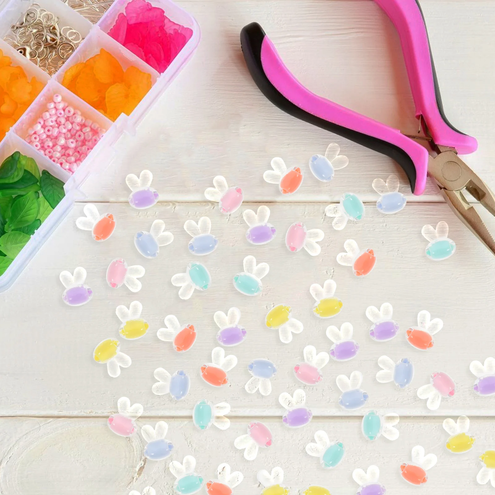 

100pcs Plastic Round Beads for Necklace Bracelet Making Craft Accessories Jewelry Spacer Lightweight Bright Colors Plastic