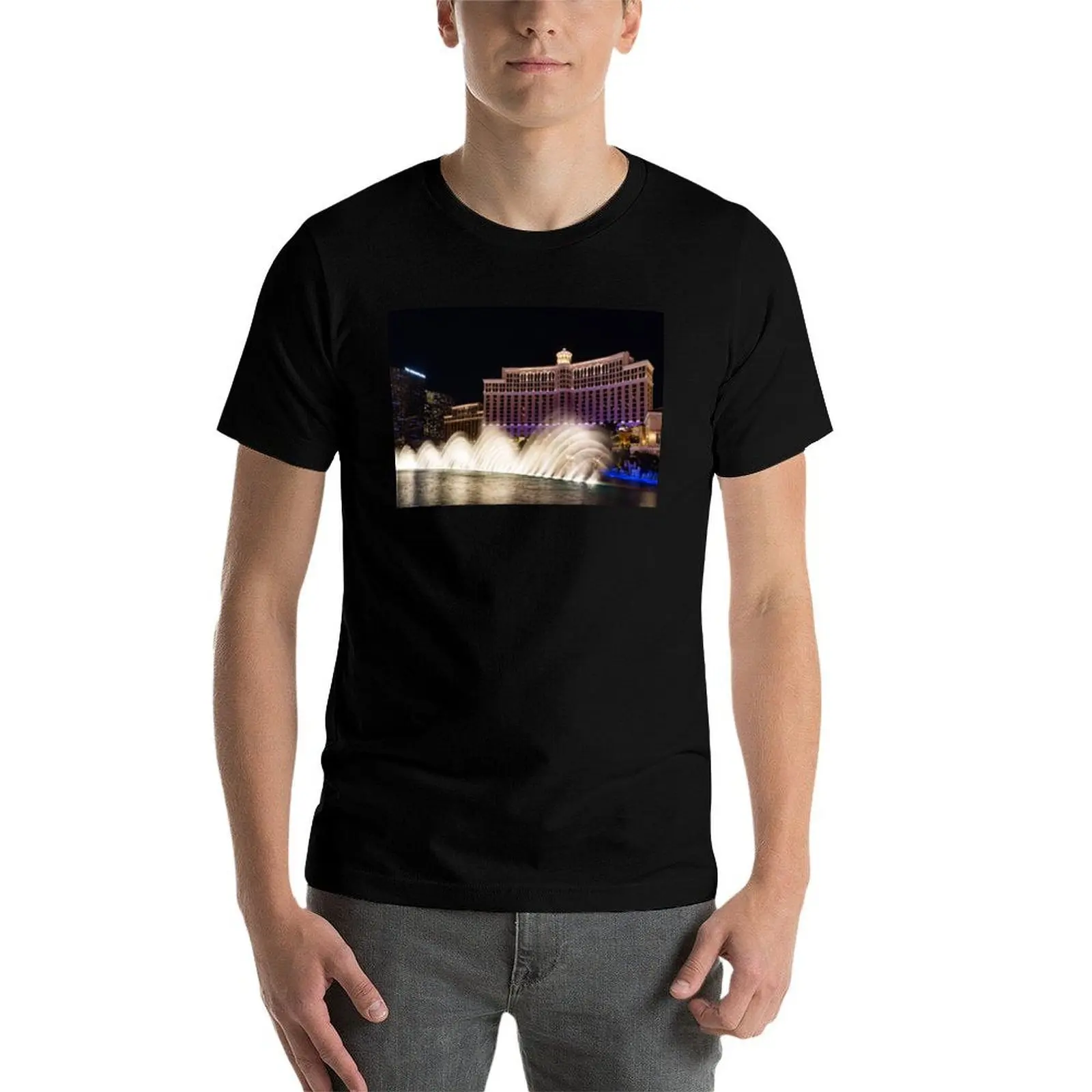 

Midnight Dance - Silky Bellagio Fountains at Night T-Shirt cotton t shirts man 100% man t shirts for men T-Shirt