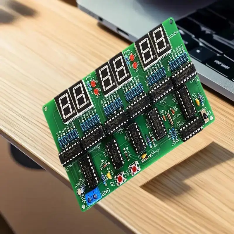 مجموعة ممارسة لحام الساعة المنبه DIY مكونة من 6 أرقام مجموعة ساعات ذاتية الصنع وقت العرض التلقائي للطلاب والمفصليين