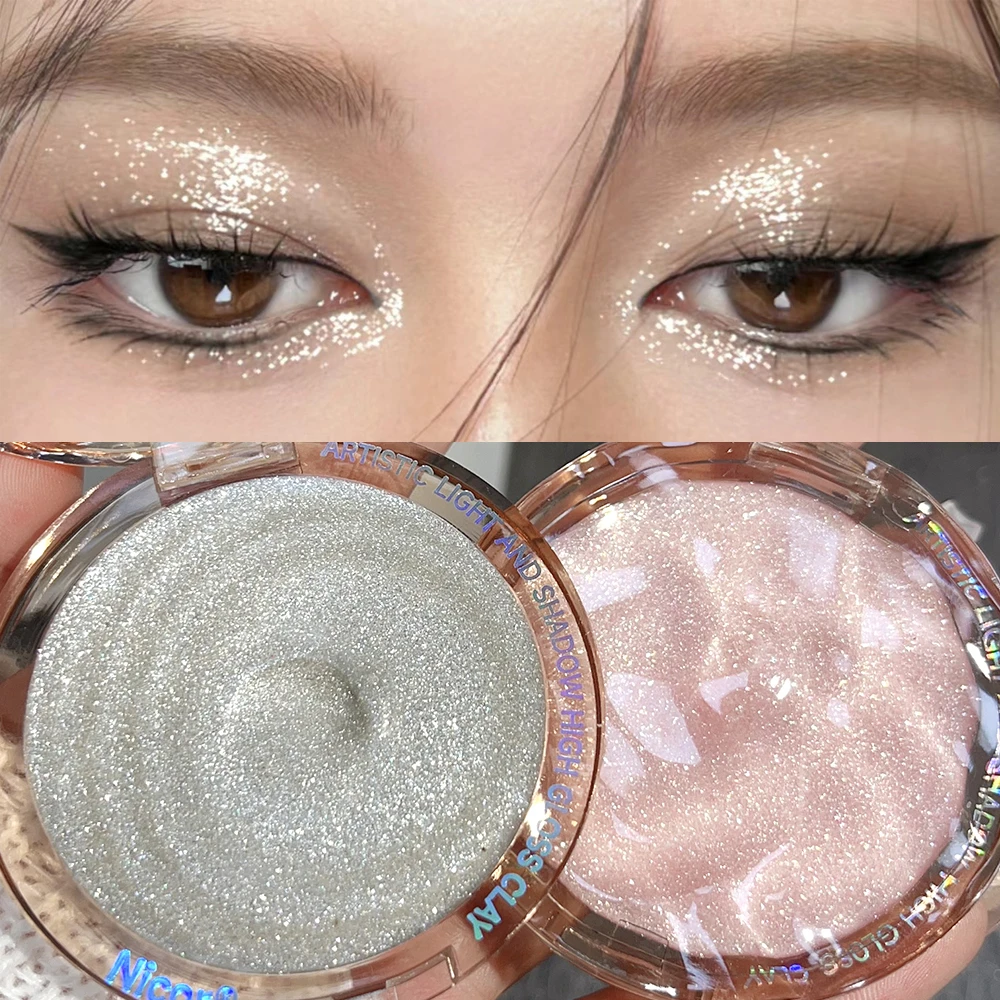 Palette de maquillage monochrome imperméable à l'eau, surligneur de diamant rose, fard à barrage argenté, brillant, éclaircissant, visage, haute brillance, cosmétiques