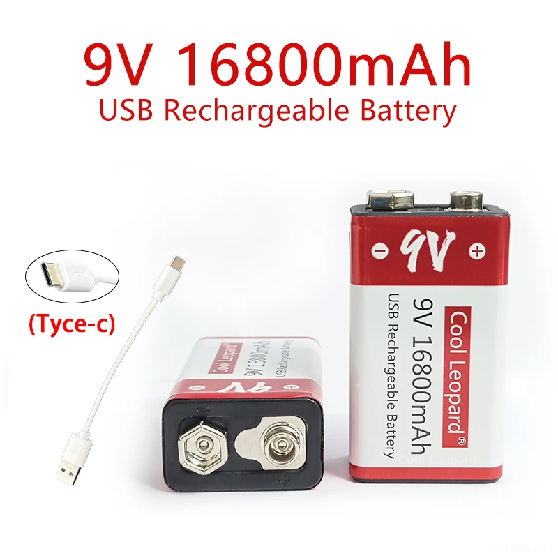 2022 New Lithium Ion Rechargeable Battery  9V 16800mAh Micro USB Battery 9v Is Used For Multimeter Microphone Metal Detector