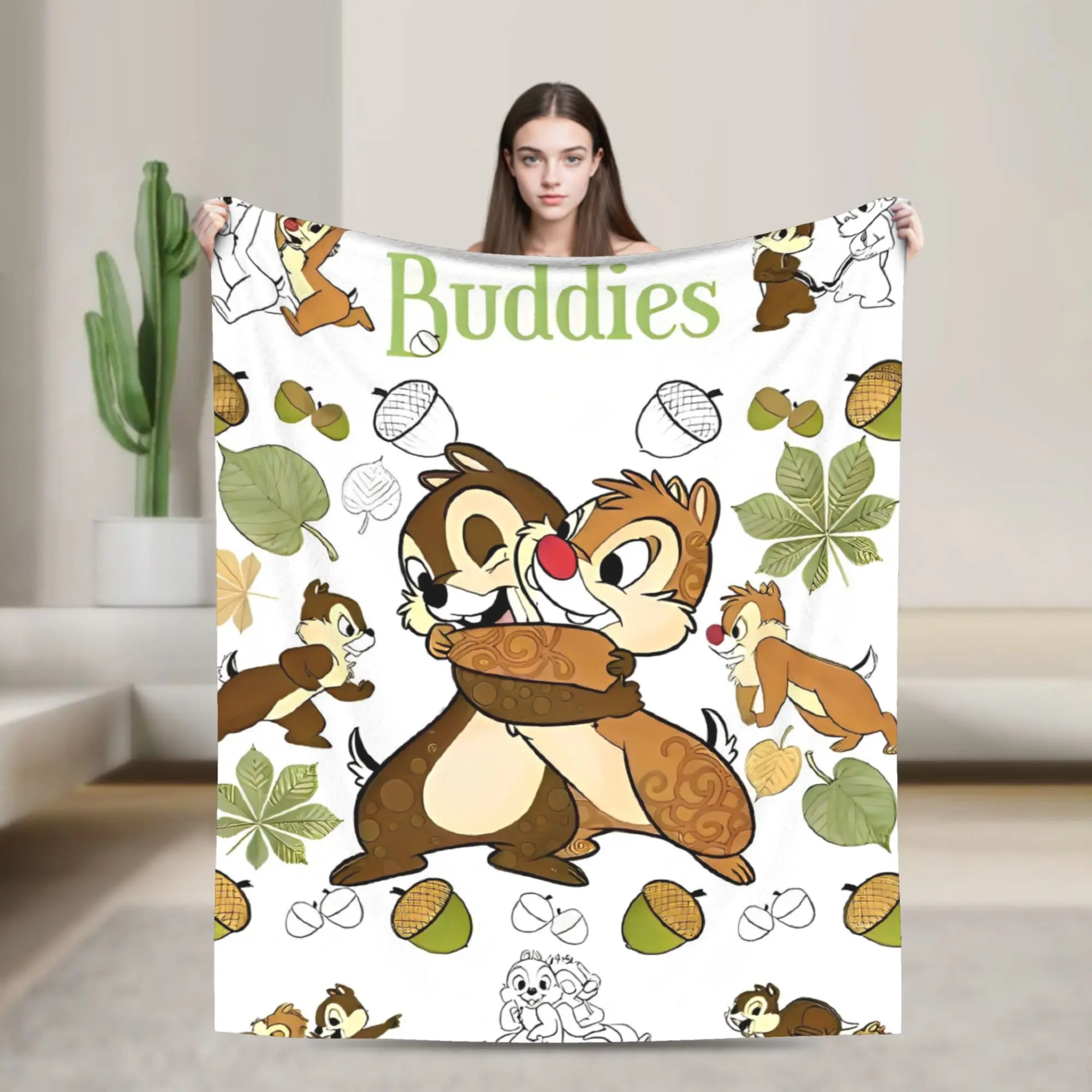 

Фланелевые одеяла Buddies Chip 'n' Dale, модное одеяло с героями мультфильмов Бурундуки для дома, плюшевое тонкое одеяло 125*100 см
