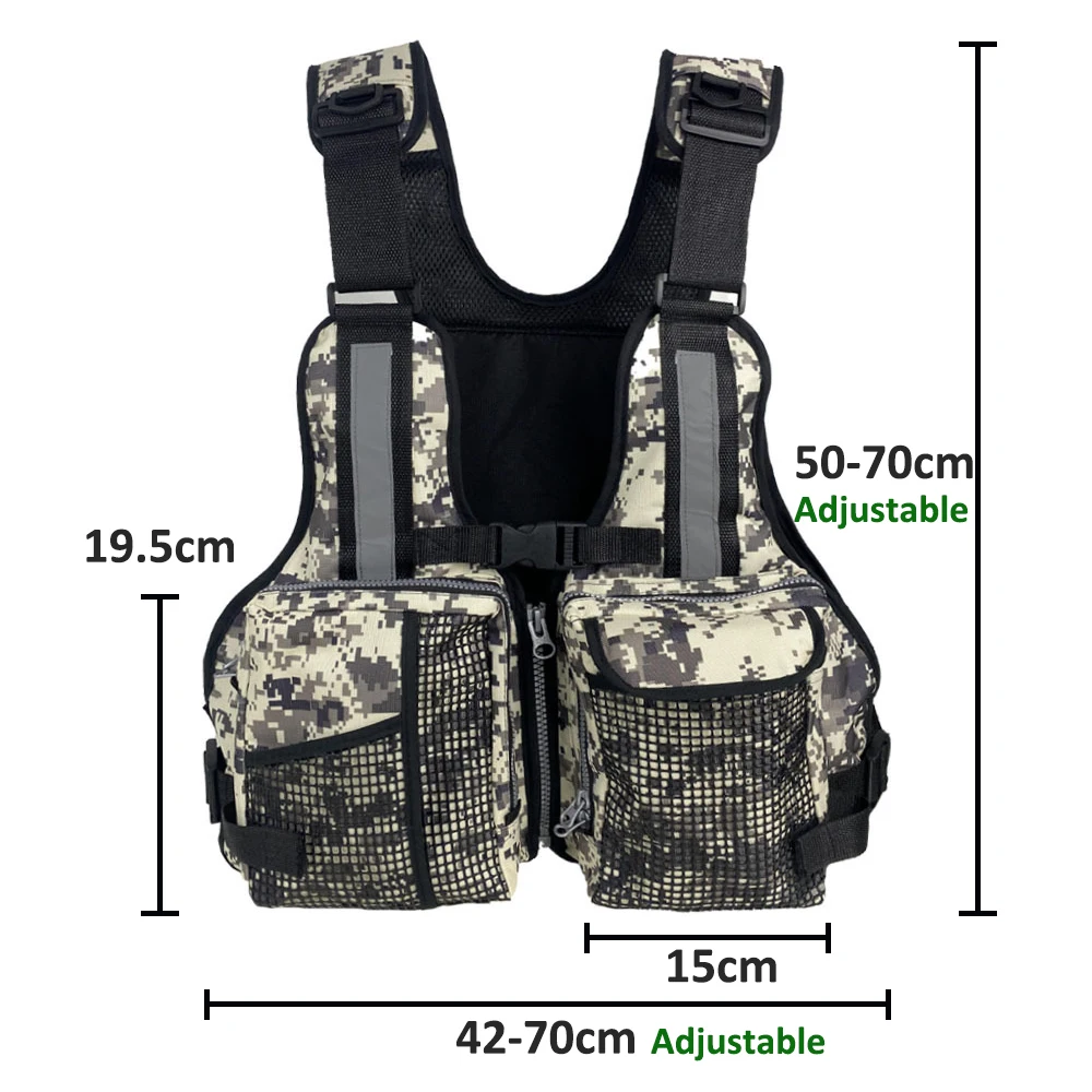 Outdoor Fishing Vest with Multiple Pockets Breathable Durable Fishing Vest with Whistle Outdoor Water Sports Fishing Equipment