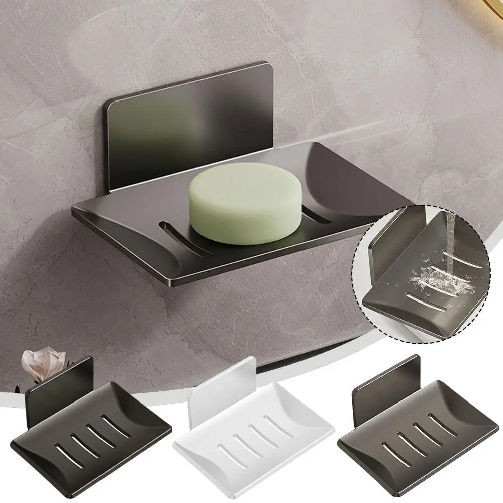 Aluminum Alloy Soap Holder For Shower Kitchen Self-Adhesive Soap Dish With Drainage Wall Mounted Soap Box Bathroom Accessories