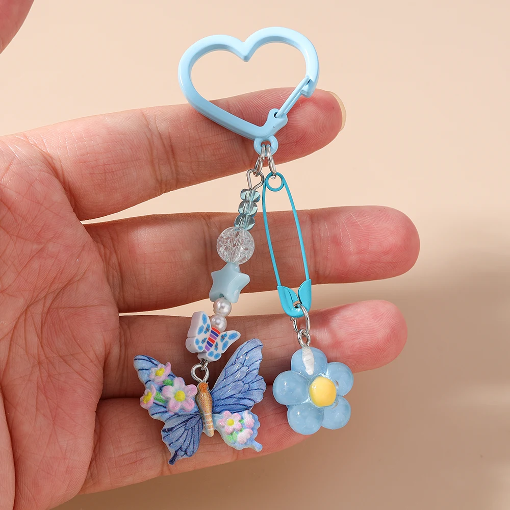 Aihua Schöne bunte Blume Schmetterling Schlüsselanhänger handgemachte Handy Lanyard Telefon Kette hängen Telefon Gurt Anhänger Schmuck Geschenke – Detail 4