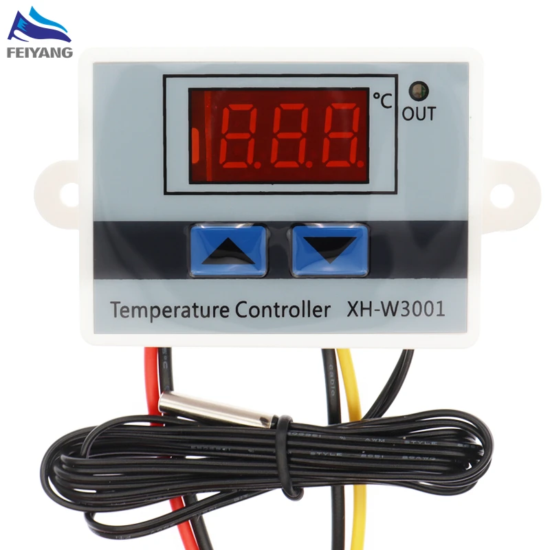 10A 12V 24V 220VAC Digital LED Temperature Controller XH-W3001 For Incubator Cooling Heating Switch Thermostat NTC Sensor