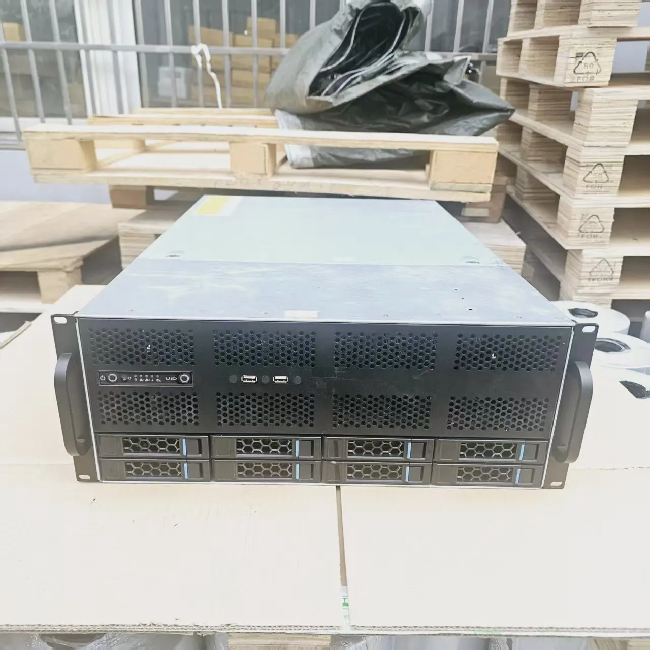 4U Rackmount Server Chassis 8 Hot-swap HDD Bays Support 4 GPU Cards, Dual Redundant Power Supply 11 PCIe Slots AI Computing Case