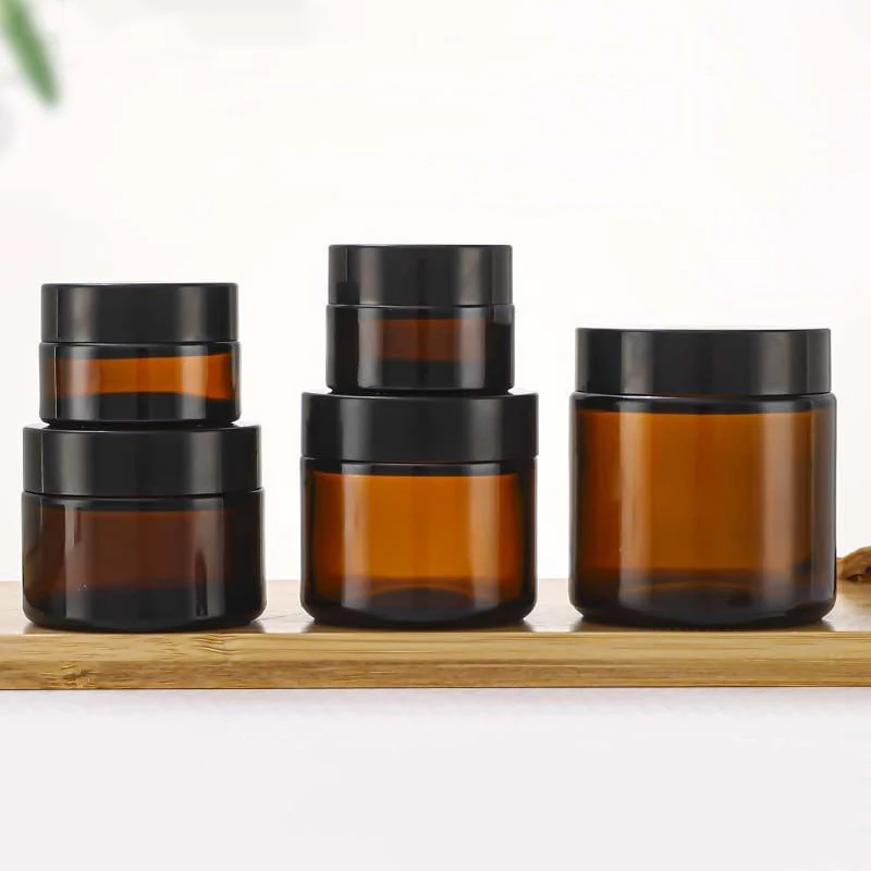 Brown Glass Refillable Ointment Bottle Empty Cosmetic Jar Eye Shadow Face Cream Container 5/10/15/20/25/30/50/60g Sample Bottle