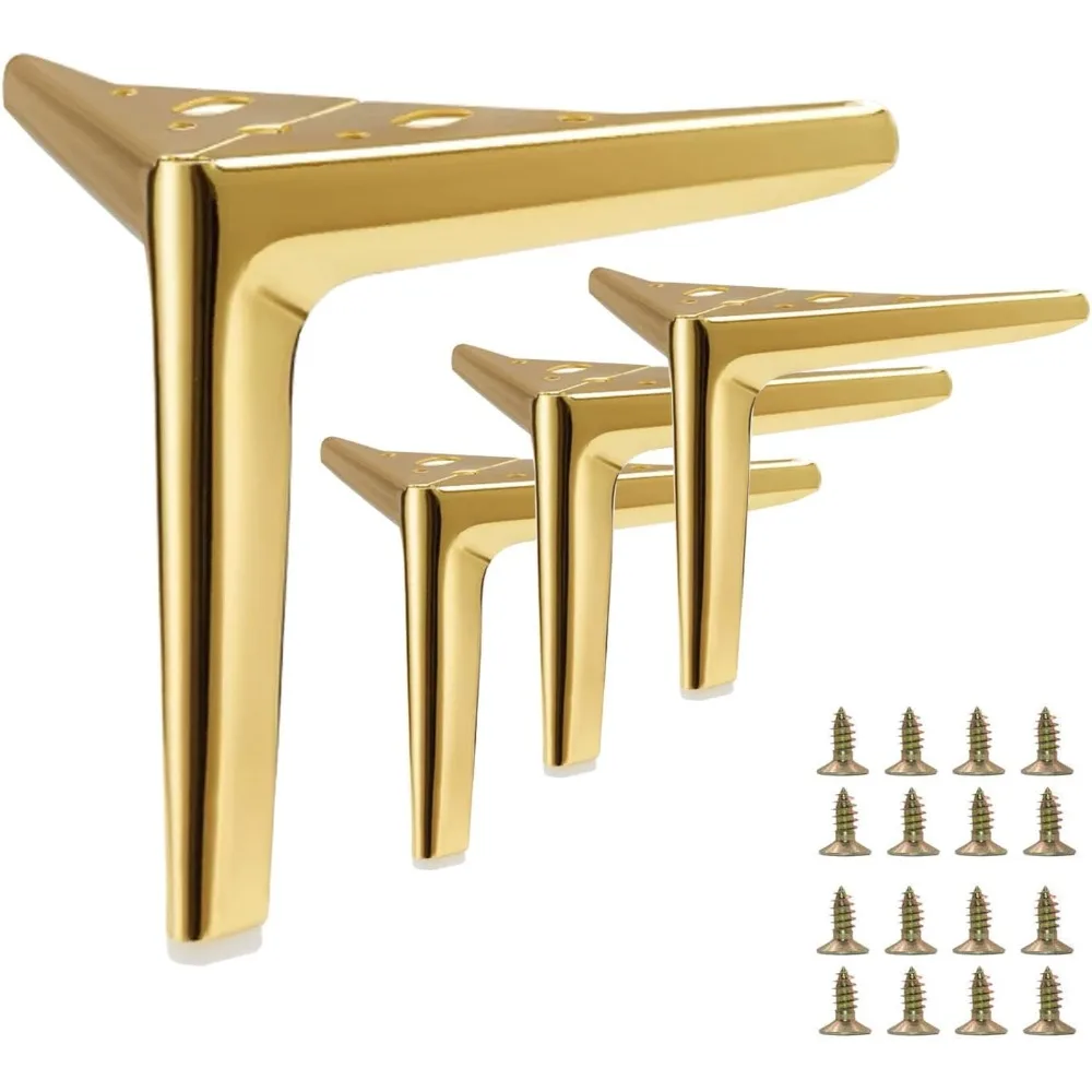 

6 Inch Gold Metal Furniture Legs Heavy Duty Triangle Furniture Feet DIY Modern Replacement Legs for Cabinet Sofa Couch Chair-Set