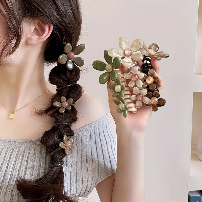 1 pieza perla flor burbuja trenza línea telefónica diadema cabeza cuerda femenina nueva gama Ins StraightBraid artefacto accesorios para el cabello nuevo