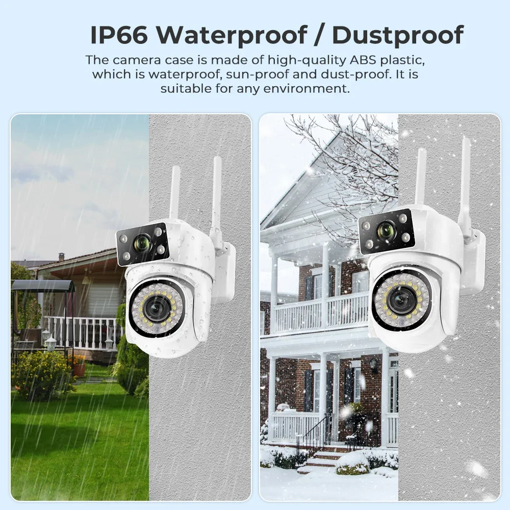 4K 8MP FHD WIFI Camera Smart PTZ Dual Lens Dual Screen Surveillance Camera Full Color Night Vision Auto Tracking Outdoor 8x Zoom