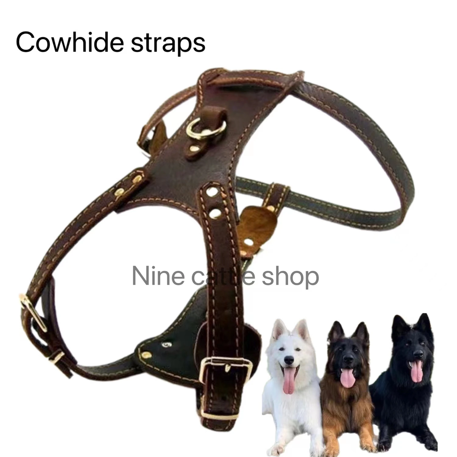 Leather Dog Harness Slings First Layer Cowhide Dogs Harness Fashion Harness Straps For Dogs Suitable For Medium And Large