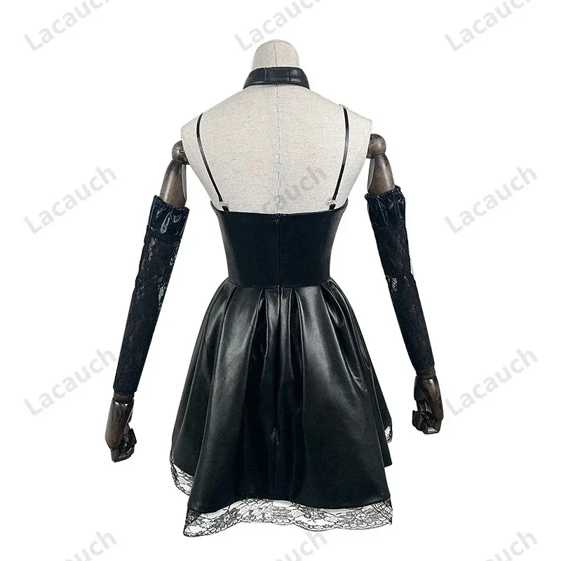 Death Note Cosplay Costume Misa Amane Imitation Leather Sexy Dress  Neck jewelry stockings necklace Uniform Outfit Halloween Wig
