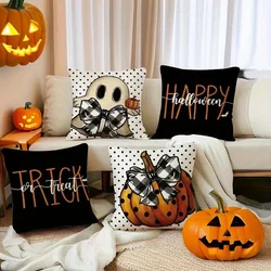 1pcs Halloween checkered pumpkin ghost throwing pillowcase set,used for sofas, bedrooms,Halloween ghost pumpkin design