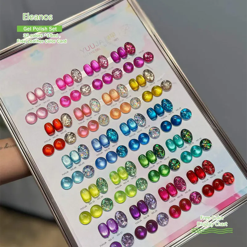 Eleanos 32 Color 15ml Cat Eye Gel Polish Gel Nail Polish Varnish Nail Set UV Soak Off Gelpolish Nail Art Primer Manicure Gel
