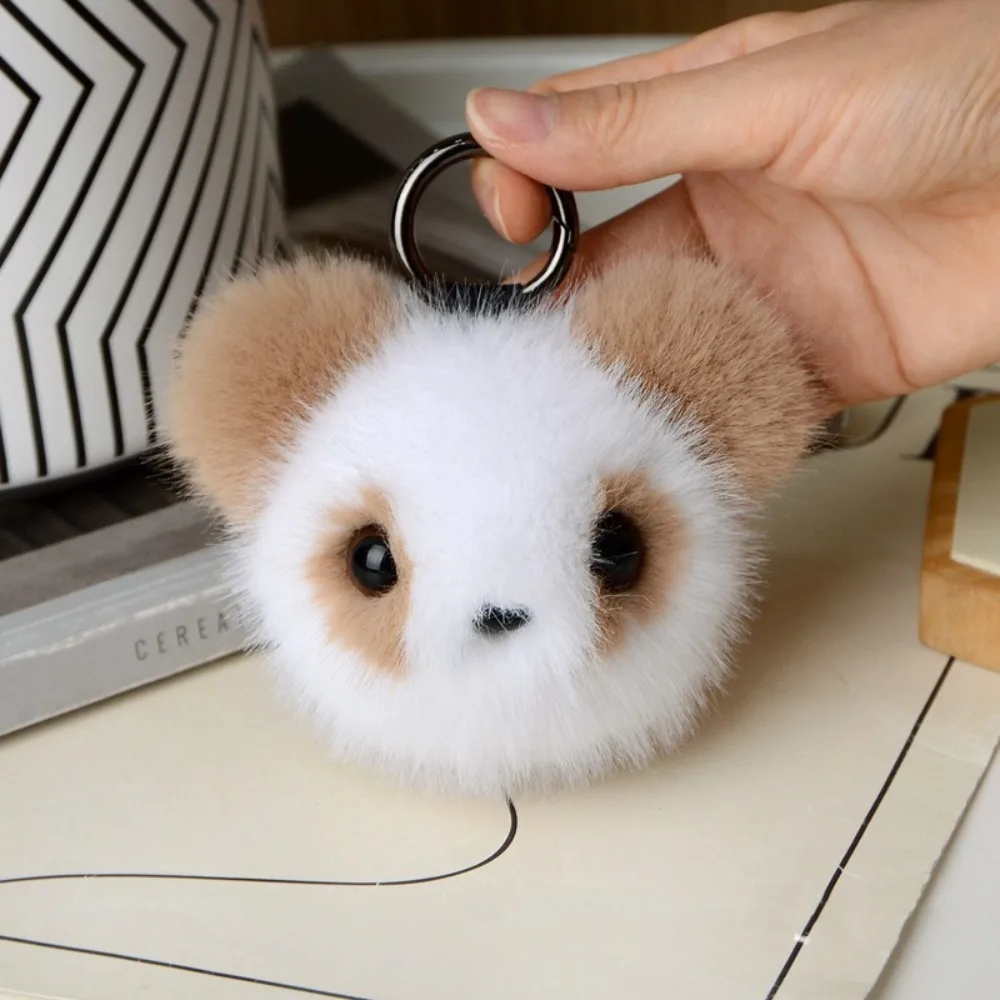 Backpack Accessories Plush Panda Toy Key Ring Cute Doll Mink Hair Bear Keychain Cotton Bag Ornament Animal Pendant Girls