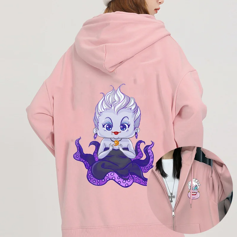 

Popular Disney The Little Mermaid Ursula print hooded men's and women's hoodies couple casual sports street hoodies