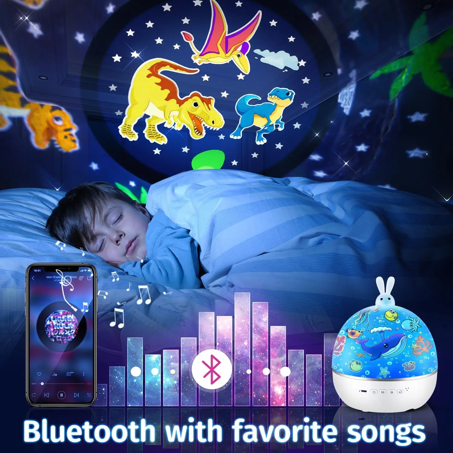 Kids Night Light Projector 105 Lighting+15 Films Projector Night Light for Kids, Bluetooth Speaker+Remote Night Light Projector