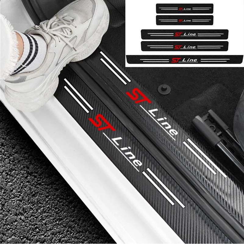 

Leather Car Door Sill Plate Protector Stickers for Ford ST-line Focus 2 3 Mondeo Ecosport Kuga Mk4 Fiesta Mk3 Accessories