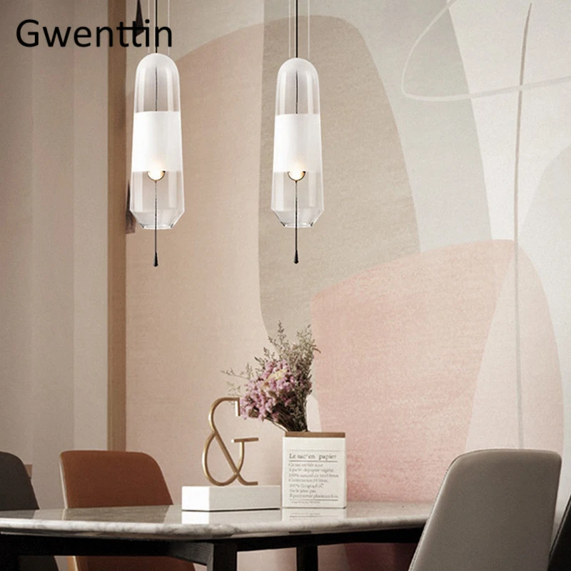 Modern Glass Pendant Lights Hanging Lamp for Dining Room Bedroom Led Light Fixtures Nordic Loft Industrial Home Decor Luminarias