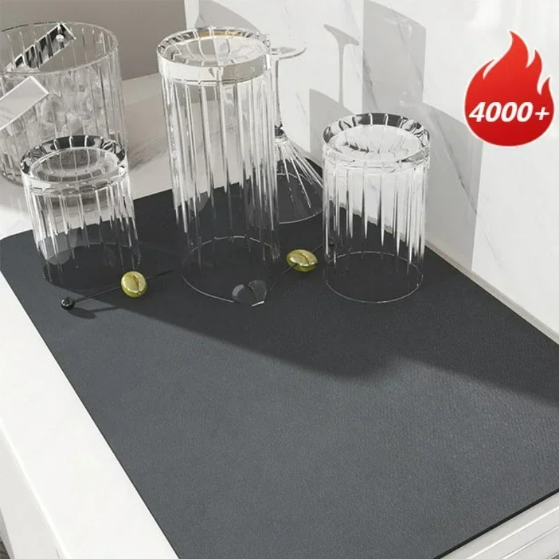 Napa Skin Drain Pad Rubber Dish Drying Mat Super Absorbent Drainer Mats Tableware Bottle Rugs Kitchen Dinnerware Placemat