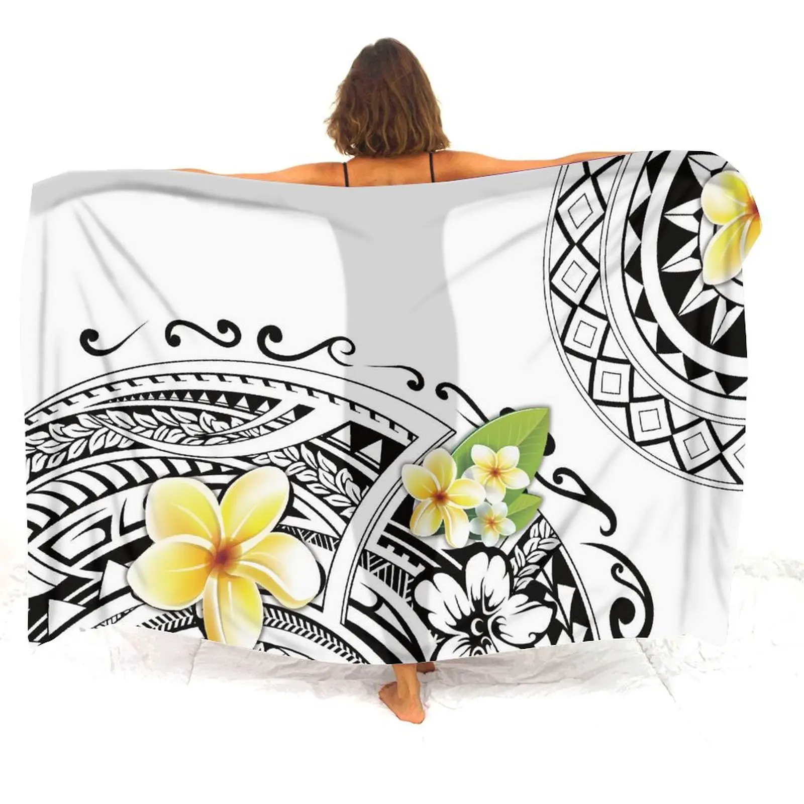 Seaside One Piece Soft Temperament Sarong Custom Polynesian Art Pattern Ladies Club Pool Party Coat Summer Shawl