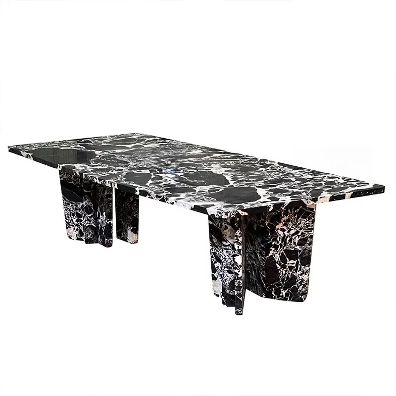 Mesa de Comedor Rectangular Moderna de Alta Calidad al por Mayor, Mesa de Comedor Informal para Sala de Estar, Mesa de Comedor de Mármol Calacatta Viola de Moda