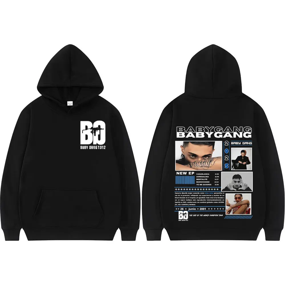 مغني الراب الطفل عصابة ألبوم جولة 2025 غطاء الجرافيك البلوز الرجال النساء الهيب هوب هوديي غير رسمي جودة عالية الراحة المتضخم هوديس