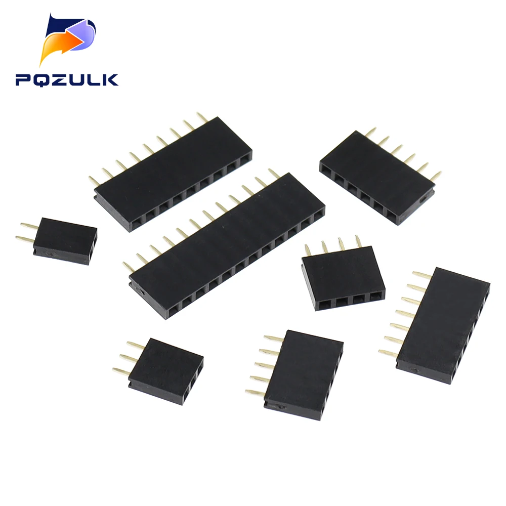 100PCS Single Row Female 2.54MM Spacing Pin Socket Female Header Connector 2P 3P 4P 5P 6P 7P 8P 9P 10P 11P 12P 13P 14P 15P 40P