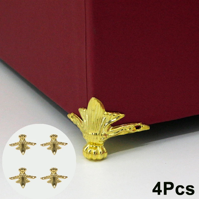 4pcs Corner Bracket Furniture Antique Vintage Bronze Corner Wrapped Tiger Feet Jewelry Box Wooden Case Decor Protector Feet Leg