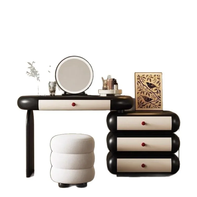 Simple modern dresser chest, bedside table integrated retro style bedroom cloakroom cream style black and white makeup table