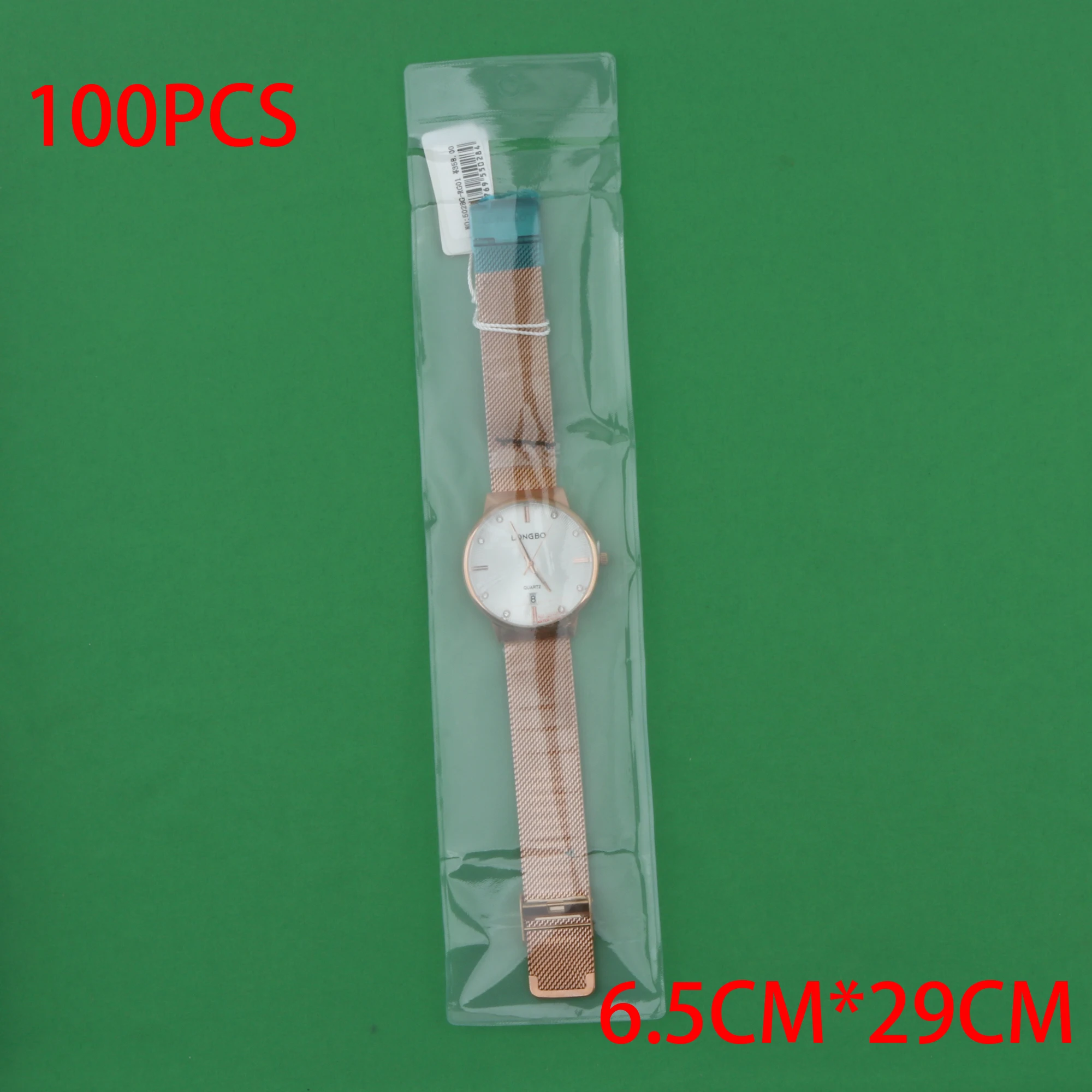 100pcs Plastic bag for watches 290mm * 65mm, blue plastic bag, pink plastic bag Watch blue packaging bag A long bag