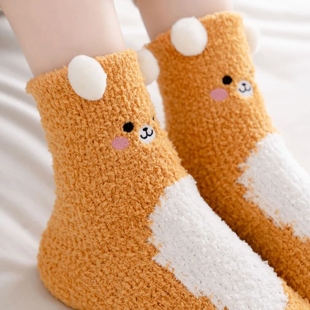 Women Socks Winter Cute Bear Socks Female Autumn Happy Funny Sock for Girl Warm Winter Female Home Sock Calcetines Mujer Meias