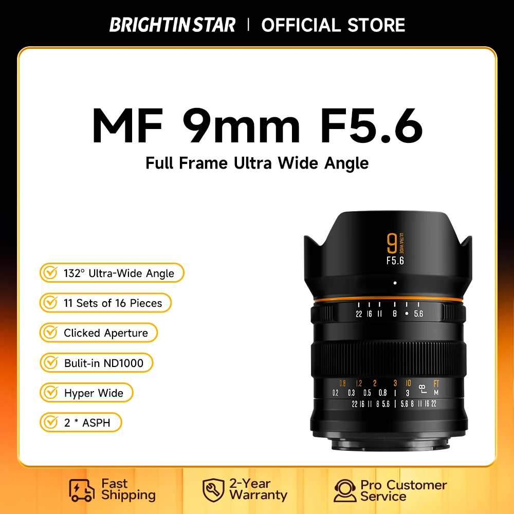 

Brightin Star 9mmF5.6 Полнокадровый 132 ° Сверхширокоугольный объектив для беззеркальной камеры с ручной фокусировкой для SONY FUJIFILM Canon