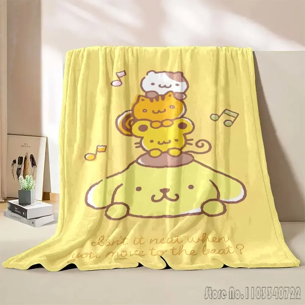 Anime Pom Purin Coperta Sanrio Copridivano per divano letto Coperta trapuntata morbida e soffice per quattro stagioni Coperta in flanella Regalo per ragazza per bambini